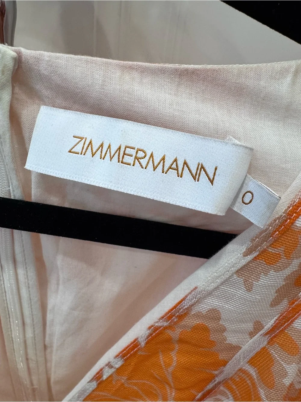 Zimmermann Orange and White Floral Puff-Sleeve Mini Dress - Picture 3 of 6